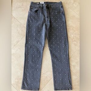 NWT LEVI’S 501 Original Black Crystal Studded Jeans 27”x26”